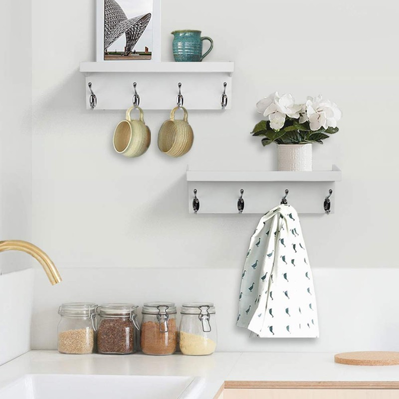ZGZD White Wall Mounted Coat Rack with Shelf Entryway Hanging
