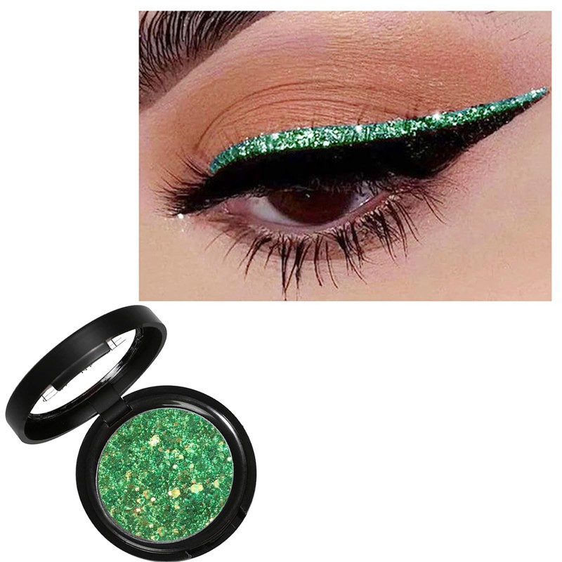 Glitter Green Eyeshadow, Shimmer Single Eyeshadow, Bright Sparkly Eye Glitter