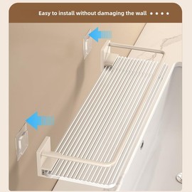 Hualinsyi 2pcs Acrylic Bathroom Shelf，Floating Shelves for Wall No Drilling,White Peel and Stick Wall Mounted Shelves, for Suitable for Bathroom Lavatory, Kitchen, Laundry Room (2)