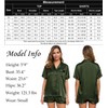 SWOMOG Womens Silk Satin Pajamas Set Short Sleeve Button Down