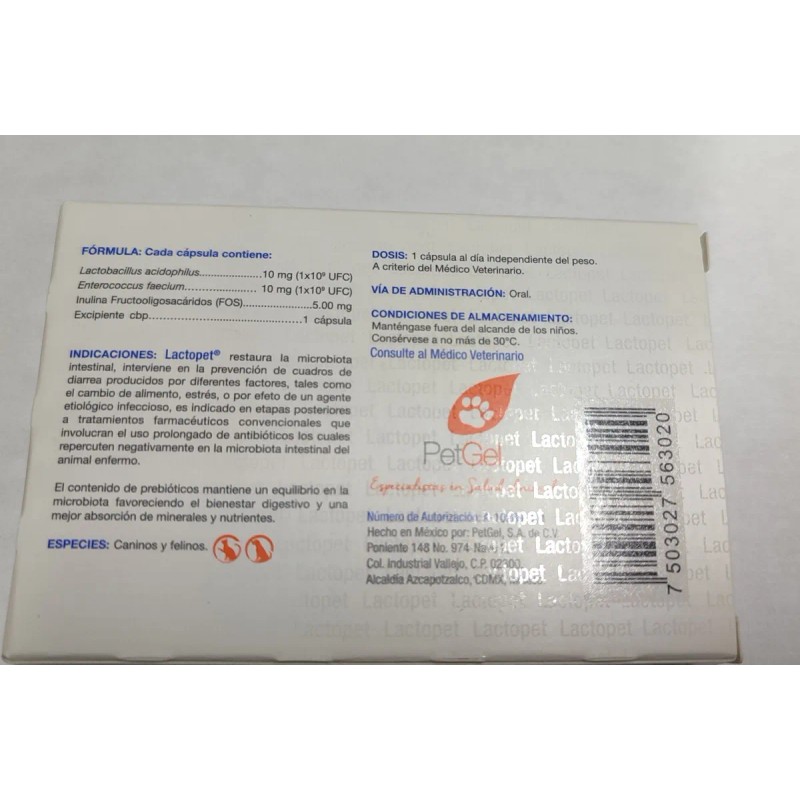 Lactopet Suplemento Perro/gato 200 Capsulas