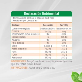 Omega 3 De Salmón Con Resveratrol Epa/dha Nutrasien100 60cap Sabor Sin Sabor