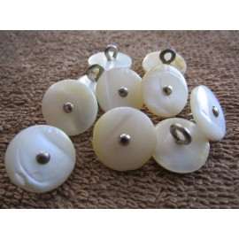 Unbranded 10 VINTAGE NOS MATCHING 5/8" MOTHER OF PEARL SHELL METAL SHANK STUDDED BUTTONS