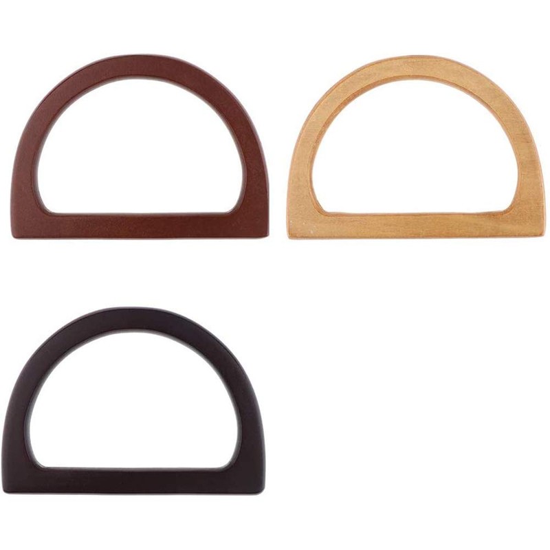 POFET 1 Pair Wooden Purse Handle Easy Attachment Bag Handle