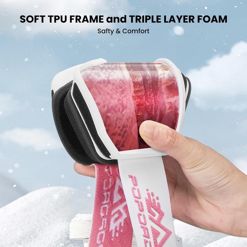 POPOACTI Polarized Cylindrical Ski Goggles,100% UV Protection,Anti Fog,Snowboard Goggles for