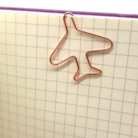 DESIGNMANUFAKTUR BERLIN GOLDCLIPS Cute Decorative Clips Paper Clips Bookmark Paper Clip Rose Gold-Plated in Beautiful Packaging, Airplane Motif
