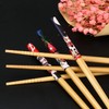 5 Pairs Natural Reusable Bamboo Chopsticks with Fortune Cat Print,