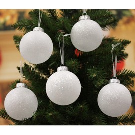 Sleetly Luxury White Christmas Ornaments, Snowball, 3.15 inch, Set of 24