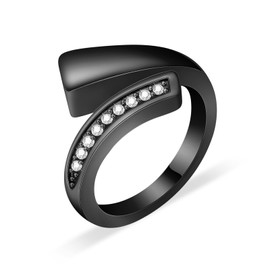 QGJNSGC Urn Ring for Ashes for Women Men Cubic Zirconia Ash Ring Memorial Cremation Jewelry Bereavement Keepsakes Gift for Loss of a Loved One (6#, Black)