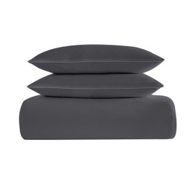 Christian Siriano NY® 300TC Cotton Sateen Dark Grey King 3 Piece Duvet Set