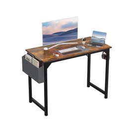 DUMOS 40 Inch Office Small Computer Desk Modern Simple Style Writing Study Work Table for Home Bedroom - Wood Brown