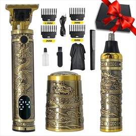 3 in 1 Electric Shaver Kit, 1 Set Professional Hair Trimmer for Men, Winter Nose Hair Trimmer, Cordless Barber Trimmer, Men's Grooming Kit, Barber Kit, Trimmer Set, Digital Beard Trimmers, Electric Shaver, New Year Gift, Men Gifts