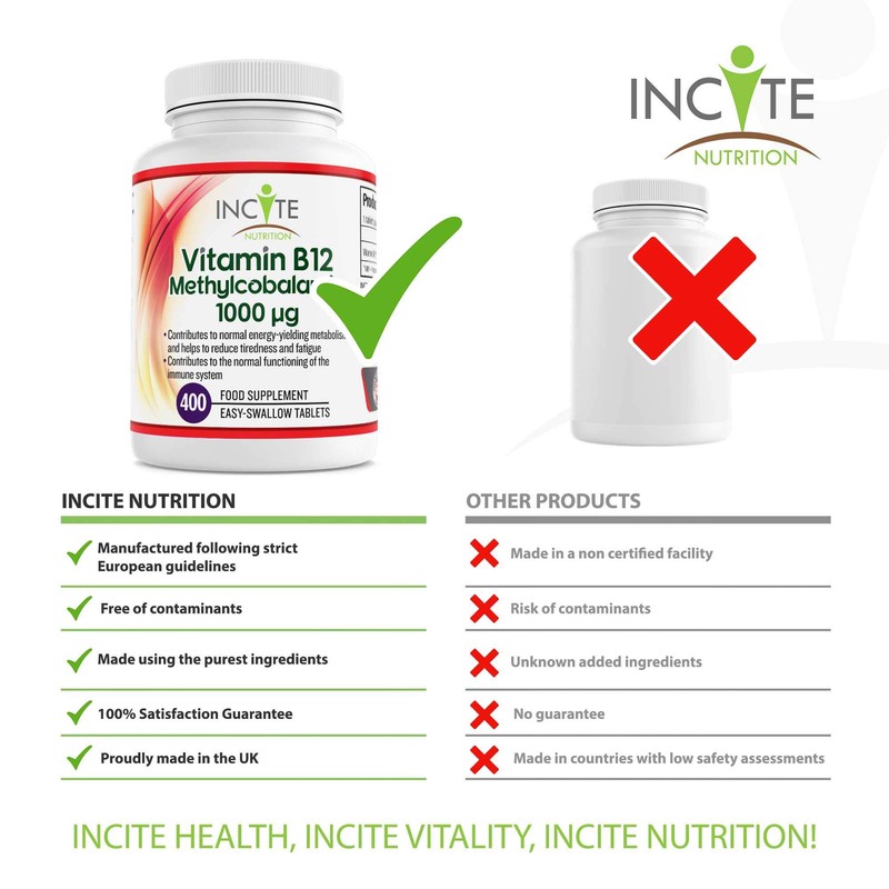 Vitamin B12 1000mcg | Methylcobalamin 400 Easy Swallow Vegan Tablets