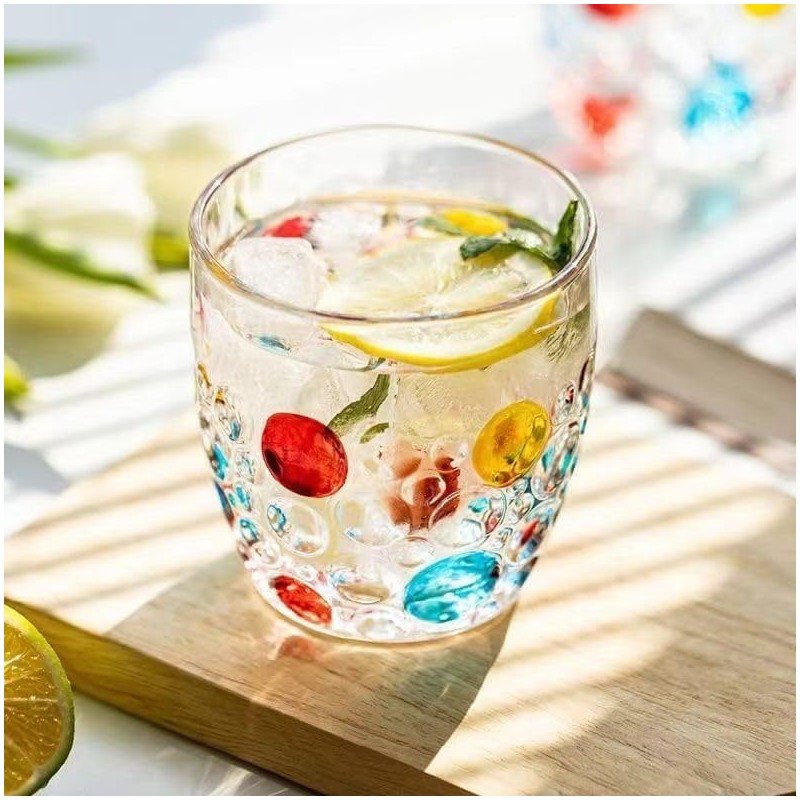 JQWIN AlifordGlass Glass Tumblers with Colorful Patterns, Lead-Free, Set of