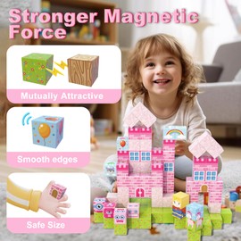 WSHIMIN 100 PCS Magnetic Building Blocks for Kids Ages 4-8, Princess Castle Garden Magnet STEM Sensory Toys-Magnetic Castle Princess, Christmas Birthday Gifts Toy for Girls & Boys 3+ Ages