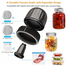 Electric Mason Jar Vacuum Sealer, Upgraded Automatic Vacuum Sealer Kit for Wide and Regular Mouth Mason Jars, Genie Mason Jar Vacuum Sealer, Food Storage Bag Saver