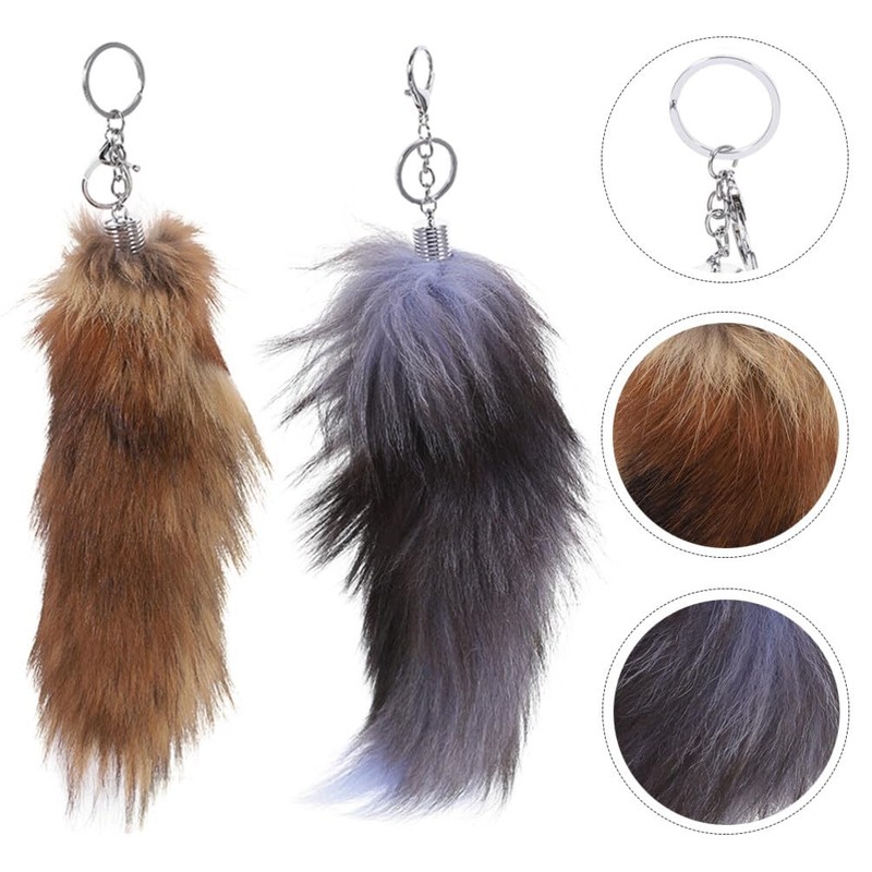 WRITWAA 2pcs Furry Keychain, Soft Fluffy Key Ring Pendant for