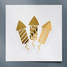Decal Stickers of Firecrackers (Metallic Gold) (Set of 2) Premium Waterproof Vinyl Decal Stickers for Laptop Phone Accessory Helmet Car Window Mug Tuber Cup Door Wall - ANDVER1c31783GO_102023