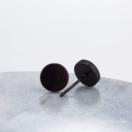 Simple Punk Round Triangle Bar Geometric Stud Earrings Women Mens Stainless Steel Ear Jewelry 3 Pairs/Pack-black