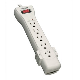 Tripp Lite 7 Outlet Surge Protector Power Strip, 7ft Cord, Right Angle Plug, 2160 Joules, & $75,000 INSURANCE (SUPER7) Ivory