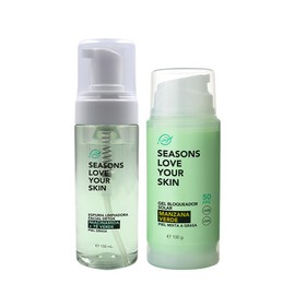 Seasons love your skin kit rutina facial Fresh Clean & Protect espuma limpiadora + bloqueador manzana