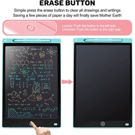 12 Pulgadas Tableta de Dibujo Niños, Pizarrón Mágico Borrable Tableta de Escritura LCD Reutilizable Vistoso, Juguete Educativo, Writing y de Aprendizaje Tablero para Dibujar Niños, Niñas (azul)