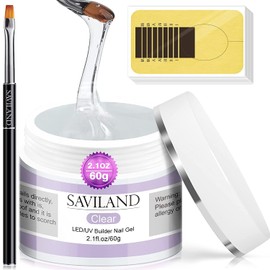 Saviland Clear Gel, 2.1 oz (60 g), Builder Gel, Nail Repair Supplies, Nail Reinforcement, Long Gel, Nail Repair, UV / LED Light Compatible, For Beginners (Clear)