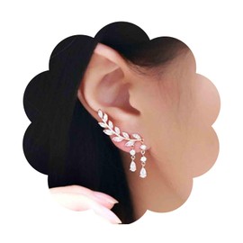 Yheakne Boho Rhinestone Ear Crawler Earrings Gold Crystal Wings Ear Climber Earrings Angel Wings Crystal Earrings CZ Wings Stud Earrings Jewellery for Women and Girls, Crystal