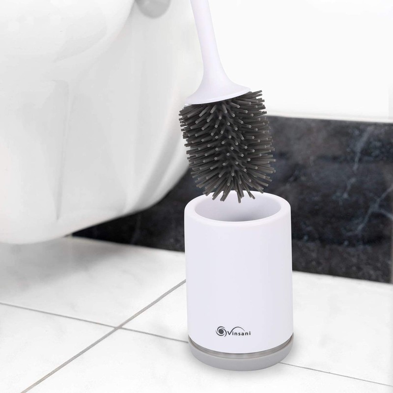 Vinsani Toilet Brush with Handle & Holder Set - Non-Slip