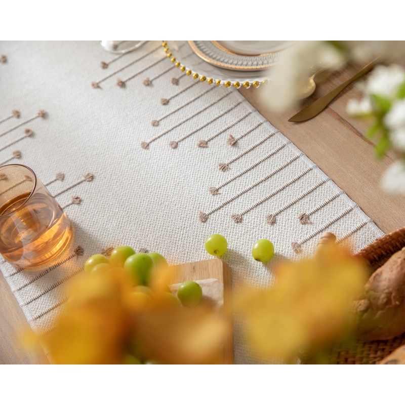 ZANZER Boho Table Runner 13 x 72.8 Inch Long Natural