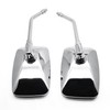 Chrome Motorcycle Mirrors, 10MM 8MM Bolt Universal Rectangular Handlebar Rear