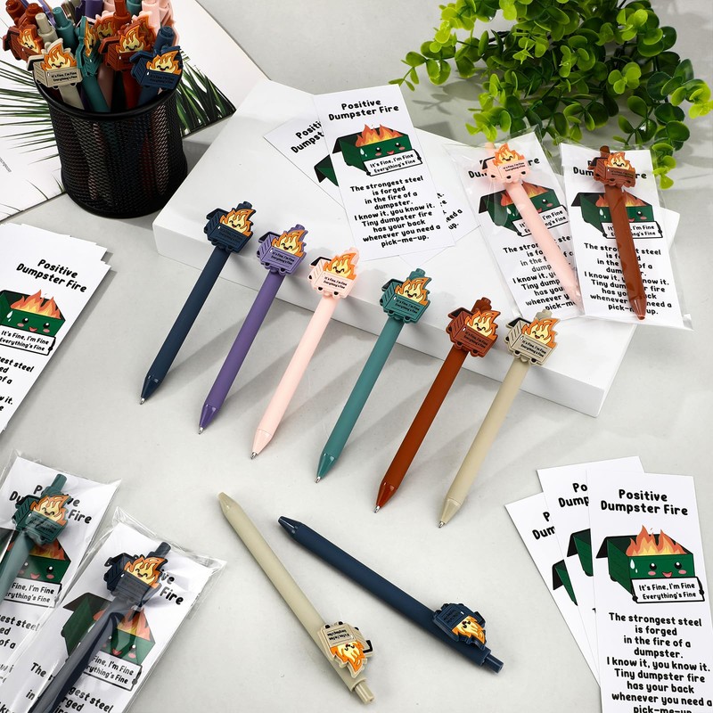 Sayglossy 12 Sets Dumpster Fire Gifts Funny Ballpoint Pens and