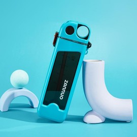 Square Sports Water Bottle with Straw for Kids and Students - 350ml/11.83oz, Compact & Leakproof, Scale Marked, BPA-Free, Durable, Portable, Summer Straw Water Bottle for Outdoor Activities, Travel, Restaurants, Cafes - Color: Sky Blue