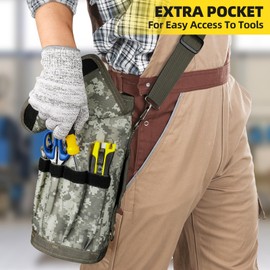 Tool Bag, UUP Heavy Duty Roll Up Tool Bag for Men Women, Portable Tool Roll Organizer with 2 Detachable Pouches, Tool Carrier, Camouflage Tool Storage Kit for UTV, Truck, Gifts for Dad, Electrician