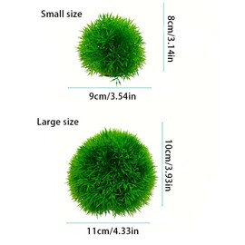 WEKVLPTH 2 Pack Aquarium Plastic Plants Grass Ball, Artificial Marimo Balls Artificial Green Water Plants Fish Tank Decorations(Large + Medium Size)