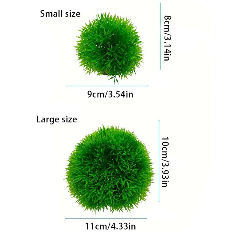 WEKVLPTH 2 Pack Aquarium Plastic Plants Grass Ball, Artificial Marimo