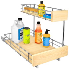 LYNK PROFESSIONAL® SELECT™ Pull Out Under Sink Kitchen Cabinet Organizer - 11.5 in. x 18 inch deep Drawer - Sliding Shelf Organizer and Undersink Storage Shelves - Lifetime Ltd. Warranty – Chrome