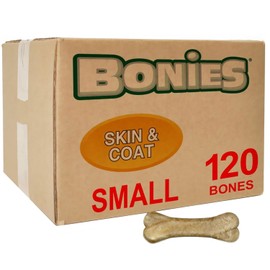 Bonies Natural Skin & Coat Formula Small-Sized Single Bone - Promote Silky Coat & Healthy Skin, Healthy Teeth & Fresh Breath, Low Calories - Chicken Flavor, [Medium Dogs], 120 Bones
