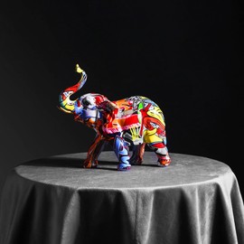 Modern Elephant Decorative Elephant Sculpture and Pop Art Decorative Figures For Lovers of Pop Art and Modern Art Looking for a Creative and Colourful Decoration, Decorative Figure 24 cm High