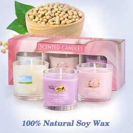 Lumispace Scented Aromatherapy Soy Candle Gift Set, 100% Natural Soy Wax, Eco-Friendly, Hand-Poured, Relaxing Scented Candles for Home, Spa, Gifts(Pink + Purple + White, 7 oz)