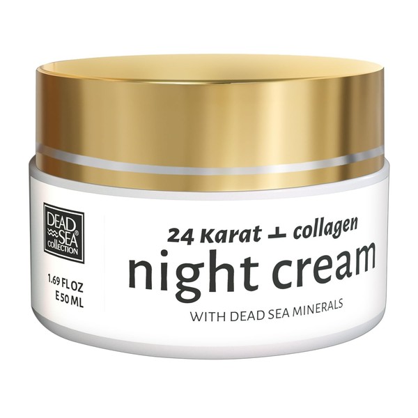 Dead Sea Collection New 24 Karat Anti-Wrinkle Night Cream for Face with Collagen and Sea Minerals - Anti Aging, Nourishing and Moisturizer Face Cream (1.69 fl.oz)