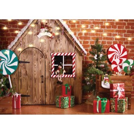 LTLYH 7X5ft Christmas Photo Backdrop Christmas Gingerbread House Candy Tree Photoshoot Background for Kids Portrait Photo Studio Booth Photographer Props Backdrop 119