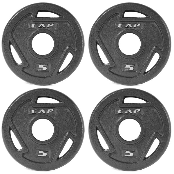 CAP Barbell 2-Inch Olympic Grip Weight Plate, 5 lb, Set of 4, 5 lb, Set of 4 Black (OPHWIS-005)