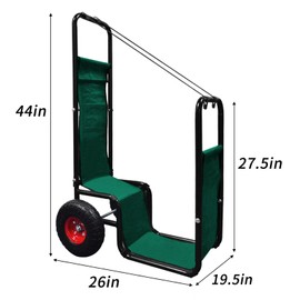 Firewood Log Cart with Wheels Heavy Duty Wood Log Cart Carrier Outdoor Indoor