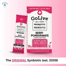 GoLive Prebiotic and Probiotic for Women, Men, Kids. Berry Pomegranate Synbiotic Powder w/ L-Glutamine, Vitamin D3, Electrolytes. For Gut Health, Digestion, Metabolism, Immunity 15-50B CFUs.