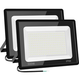 Gopretty 300W LED Flood Light Bulbs 2 Pack, Outdoor Waterproof IP66, 6000K Daylight White, 36000LM Exteriores Security Floodlights for Garden, Garage, Stadium