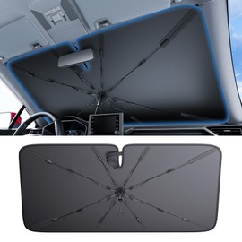 2025 Ice-Shield Car Windshield Sun Shade [100% Sun Block, 4th-Gen Cooling Tech] Reflective Heat Insulation, Portable Foldable Front Window Sunshade for Sedans/SUVs - Universal Fit 57"x32"