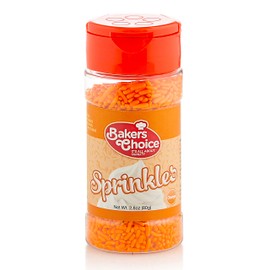 Bakers Choice Orange Sprinkles Colored Jimmies Dairy Free Kosher 2.8 Ounce