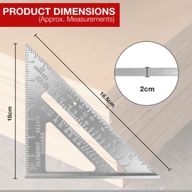 7" Aluminium Roofers Square - Carpenter Measurer, Speed Square Layout Tool, Woodworking, Rafters Angle Measurement, Roofing, Protractor, Line Scriber, Framing Square & Ruler