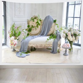 Loccor 8x6ft Fabric Luxury Sofa Living Room Backdrop Office Kitchen Bedroom House Decorations Zoom Meeting Video Conference Photography for Student College Classroom Portrait Photoshoot